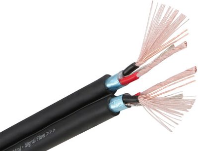 Monster Stereo Audio 400i 3 m analogt RCA-lydkabel, sort kappe, røde og blå RCA-stik, synlige kobbertråde