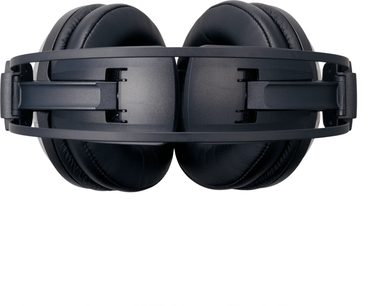 Słuchawki studyjne przewodowe zamknięte Audio Technica ATH-A2000Z w kolorze czarnym antracytowym z metalową konstrukcją, grubymi poduszkami ze skóry ekologicznej, podwójnym pałąkiem, widok z góry w pozycji złożonej
