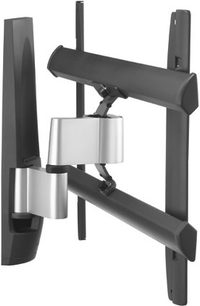 Zwarte metalen Vogel's EFW 6325 muurbeugel voor flatscreens, met zwenkbare armen en muurbevestigingen, vooraanzicht