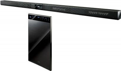 JVC TH-BS7E soundbar sort, rektangulær, LED-skærm, touch-knap, metalgitter, porte på siden