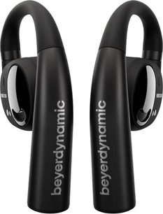 Casque intra-auriculaire Beyerdynamic VERIO 200 noir, vue de face, deux écouteurs avec arceaux arrondis et logo visible
