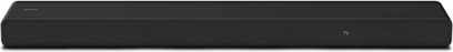 Sony HT-A3000 soundbar, set forfra, rektangulær form, sort farve, glat overflade, frontgitter, synligt logo