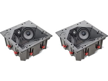 Due diffusori da incasso a soffitto Focal 100 ICLCR5, cabinet nero, 1 altoparlante centrale nero, 4 rossi agli angoli