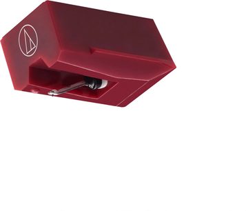 Igła diamentowa do gramofonu Audio Technica ATN95EX czerwona, końcówka na headshellu widziana w zbliżeniu