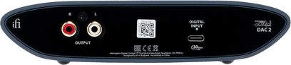 Convertitore audio iFi Audio Zen Air DAC 2 nero, vista posteriore con uscite RCA rossa e bianca e ingresso USB-C