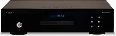 Hi-fi CD-afspiller Advance Paris X-CD1000 EVO sort, front med blåt display, justerede kontrolknapper