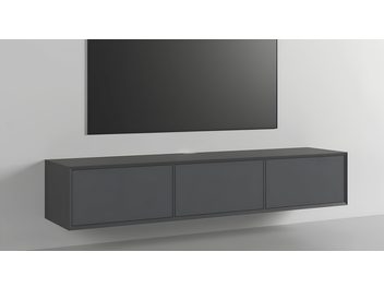 Wandmeubel voor audio en video Clic Classic Series Model 241 groot mat donkergrijs, in hout of composiet, drie vlakliggende deuren