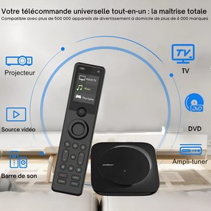 Mando a distancia universal Sofabaton X1 negro con base, pantalla y rueda, para TV proyector DVD y receptor-amplificador