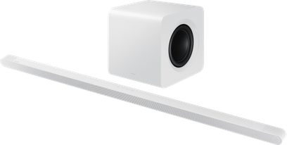 Profilvisning af soundbaren og subwooferen