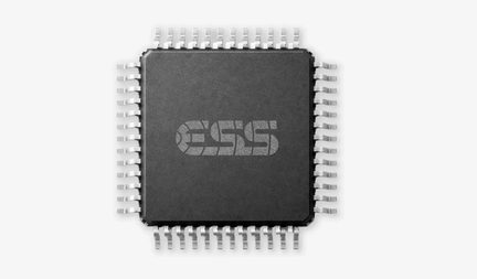 Microcontrollore ESS nero quadrato con pin metallici su tutti e quattro i lati vista dall'alto