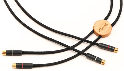 Nimed Ultimate Studio 1,2 m sort analog RCA-lydkabel, 2 forgyldte RCA-stik i hver ende, set oppefra