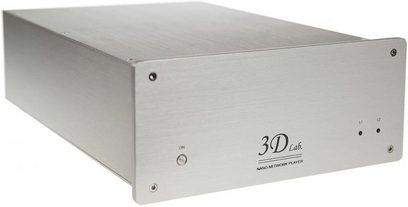 Lettore audio di rete 3D Lab Nano player platinum V5 in alluminio spazzolato, vista frontale, formato rettangolare