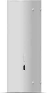 Sonos Roam Lunar White Bluetooth speaker, front view, vertically rounded rectangular shape, solid white color, two buttons