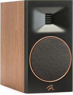 Cassa da scaffale Motion B10 noce con cabinet in legno, frontale nero, tweeter rettangolare e altoparlante circolare con griglia