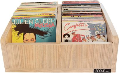 Contenitore rettangolare in legno di noce per dischi in vinile 45 giri, marca Enova HIFI, modello Vinile Bac 45T
