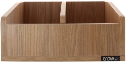 Portadischi in legno chiaro per vinili da 45 giri Enova HIFI Vinile Portadischi 45T, 2 scomparti, vista frontale