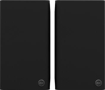 Paar Klipsch The Fives II Lautsprecher in Schwarz, Frontansicht mit schwarzem Gitter