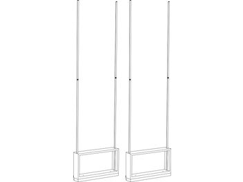 Technische tekening van twee mobiele akoestische panelen Artnovion Kit Mobile Wall 5.0, houten structuur, vooraanzicht