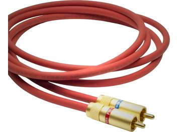 Analogt RCA-lydkabel Van den Hul The Bay C5 Hybrid rød med to guldbelagte RCA-stik med røde og blå ringe