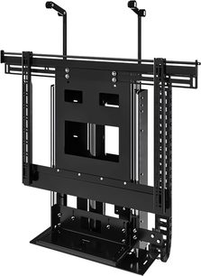 Wandhalterung für TV Future Automation AL965 schwarz, Vorderansicht, Metallstruktur, Schwenkarme, rechteckige Öffnungen