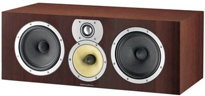 Bowers & Wilkins CMC 2 venge centerkanal, 3 runde indbyggede højttalere i rektangulært træhøjttaler-kabinet