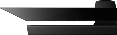 Panasonic TX-55FZ950E OLED-tv, set fra siden, flad sort skærm, rektangulær mat sort base