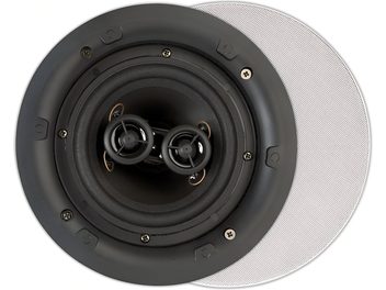 çift merkezi tweeter’lı, beyaz ızgaralı, yuvarlak siyah ArtSound FL550 tavan içi gömme hoparlör
