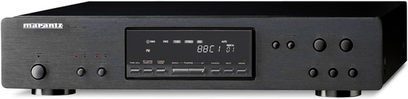 Marantz ST-6001 black tuner, front panel with digital display, control buttons and knobs, front view