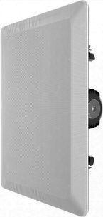 Indbygget subwoofer SFC-12-SW med hvid rektangulær perforeret grill, set fra en vinkel, afrundet kant, synlig sort mekanisme