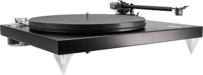 Gramofon Gold Note Valore 425 Lite černý s ramenem B-5. Matně černý talíř. Černé rameno. Stříbrné kuželové nožky.