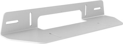 Supporto da parete bianco in metallo per soundbar SONOS Beam, visto frontalmente, con due bracci laterali e una piastra centrale