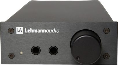 Sluchátkový předzesilovač Lehmann Audio Linear D MKII černý, broušený hliníkový panel, dvojitý jack výstup, velký ovladač hlasitosti