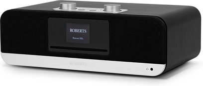 Roberts BLUTUNE 300 LE sort bordradio, sort front og aluminiumsstribe, centralt farvedisplay, øverste knapper