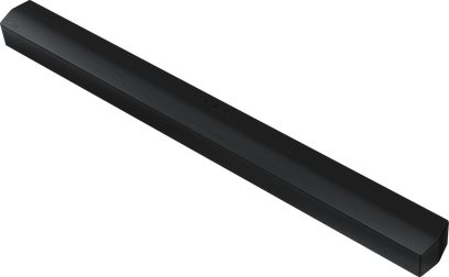Samsung HW-B450/ZF sort soundbar, set forfra, aflang rektangulær form med afrundede kanter