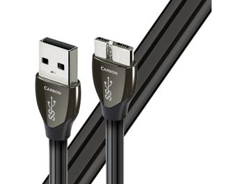 Καλώδια USB Audioquest Carbon, με αργυρωμένους συνδέσμους USB-A και micro-USB, μαύρη ραβδωτή θήκη, μήκος 0,75 μέτρα
