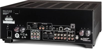 Anthem STR entegre gümüş hi-fi stereo amplifikatör, arka panel, ses/görüntü bağlantıları, prizler ve ayar düğmeleri