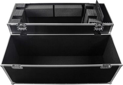 Flight-case Power Acoustics Flight pentru două ecrane 50 MK2 negru, deschis, cu suporturi interioare și borduri argintii