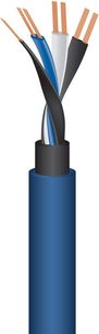 Audio kabel RCA Wireworld Oasis 7 modro-černý, modrý plášť, měděné RCA konektory, pohled zepředu, vertikální