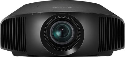 Sony VPL-VW260ES sort videoprojektor, set forfra, centreret linse omgivet af sorte gitre, afrundet form
