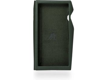 Astell&Kern SP4000 Hülle khaki, Vorderansicht mit seitlicher, eckiger Aussparung und strukturierter Innenseite