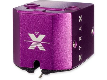 Комірка для пластин Vertere Acoustics MC XtraX фіолетового кольору, вид зверху та збоку, прямокутна форма з закругленими кутами