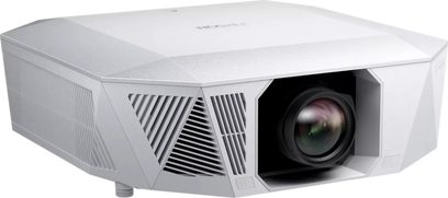 Epson EH-QL3000 witte videoprojector, driekwart zicht, glad oppervlak, ventilatierooster, prominente lens