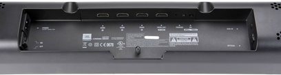 Bară de sunet JBL SB 400 neagră, vedere din spate care arată conectorii HDMI, optic, USB și butoanele de control