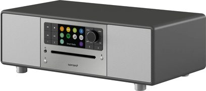 Sonoro Prestige graphite matte - silver radio, front view, facade with color screen, buttons and speaker