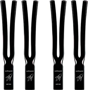 Accessorio per cavo Audioquest Calza Rocket 22 set di 4 nero a forma di Y con logo razzo e testo "AMP END" in bianco