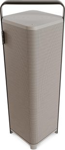 Altoparlante Bluetooth portatile Sonoro Vibes XL color tortora, formato a colonna alta con griglia in tessuto e maniglia superiore in metallo