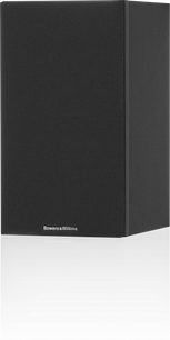 Bowers & Wilkins 607 S3 sort bogreolhøjttaler, frontvisning, sort rektangulært, lodret kabinet med sort gitter