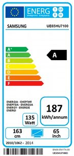 Europæisk energimærke for en Samsung UE65HU7100 TV, energiklasse A, 187 kWh/år, 163 cm, 65 tommer