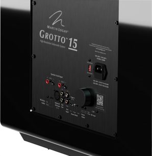 Subwoofer MartinLogan Grotto 15 černý, zadní pohled s panelem konektorů a ovládacími prvky