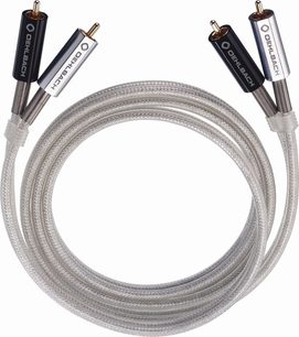 Cabo de áudio RCA Oehlbach Silver Express Master 1m 3901 prateado, 2 conectores RCA macho em cada extremidade, vista frontal
